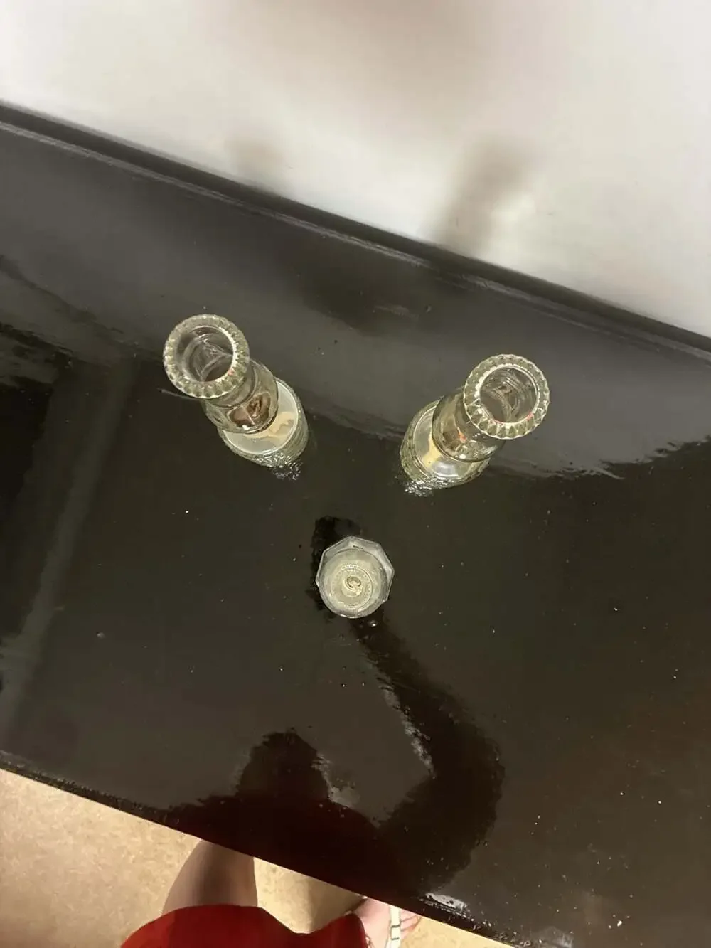 Lot of 3 Vintage Miniature Clear Pressed Glass Oil Lamps with Hurricane Chimneys